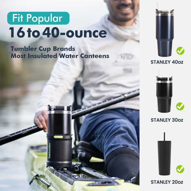 YAKHACKER Kayak Cup Holder with Rubber Tab - Multi-Functional and Anti-toppling Cup Holder for Kayak - Phone Holder, Drinks Holder, Fishing Tool, Kayak Track Mount Install - Image 4